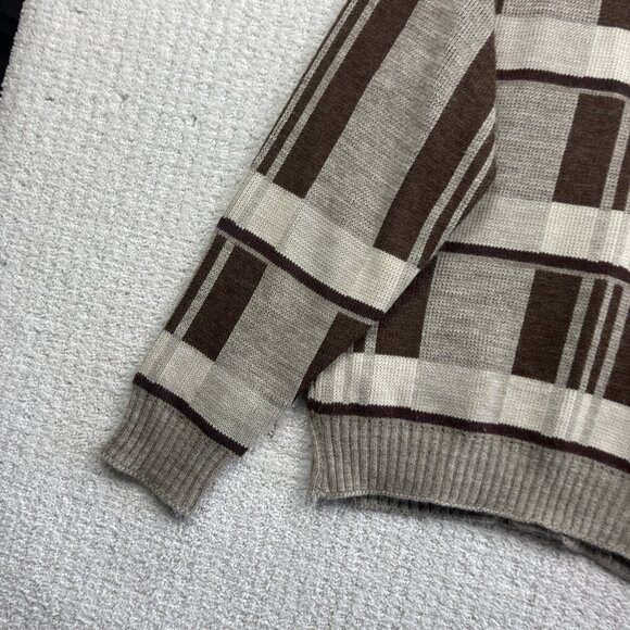 VTG Cooper Wool Blend Cardigan Brown Color block Men S Grandpa 90s Canada Made - Picture 12 of 15